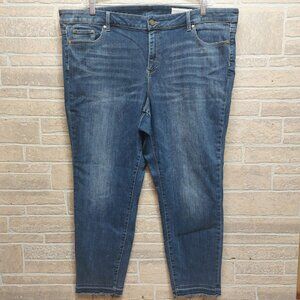 Vince Camuto Women's 24W Blue Dark Wash Denim Skinny Jeans Frayed Let Out Hem